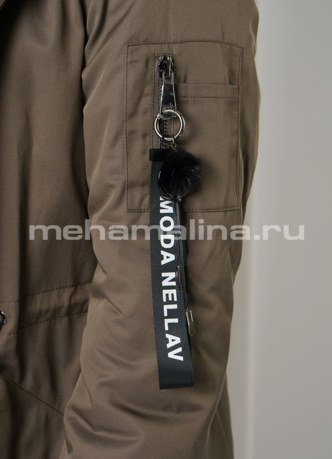 Парка на молнии с капюшоном с песцовой отделкой модель № 878 универмаг малина