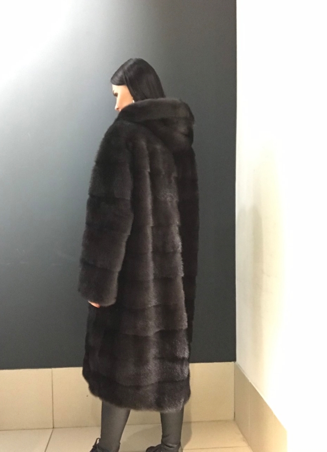 фото Норковая шуба в цвете капучино модель № 381 С 