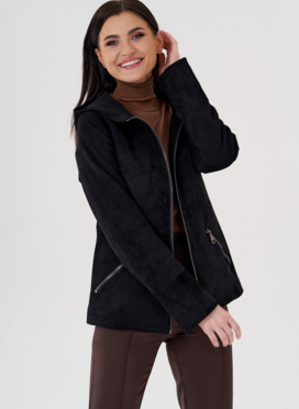 Куртка из эко замши с капюшоном