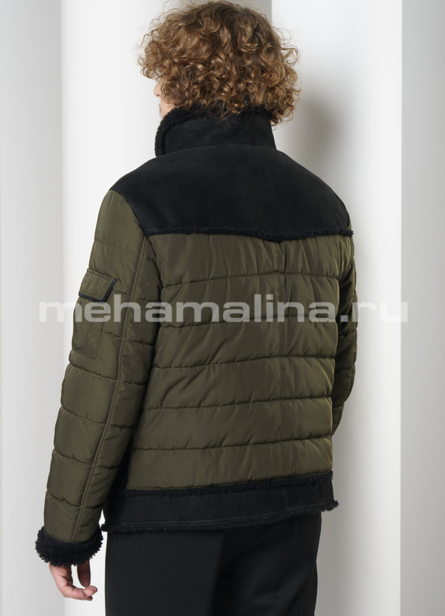 Мужская дубленка с текстилем модель № DM-130 в кредит