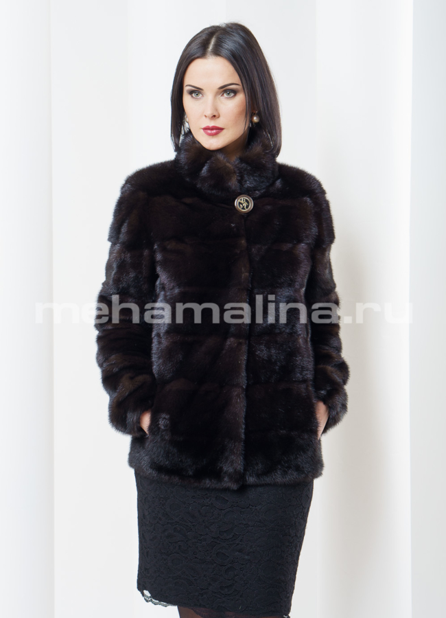 Короткая норковая шуба  модель № S-345 меха малина