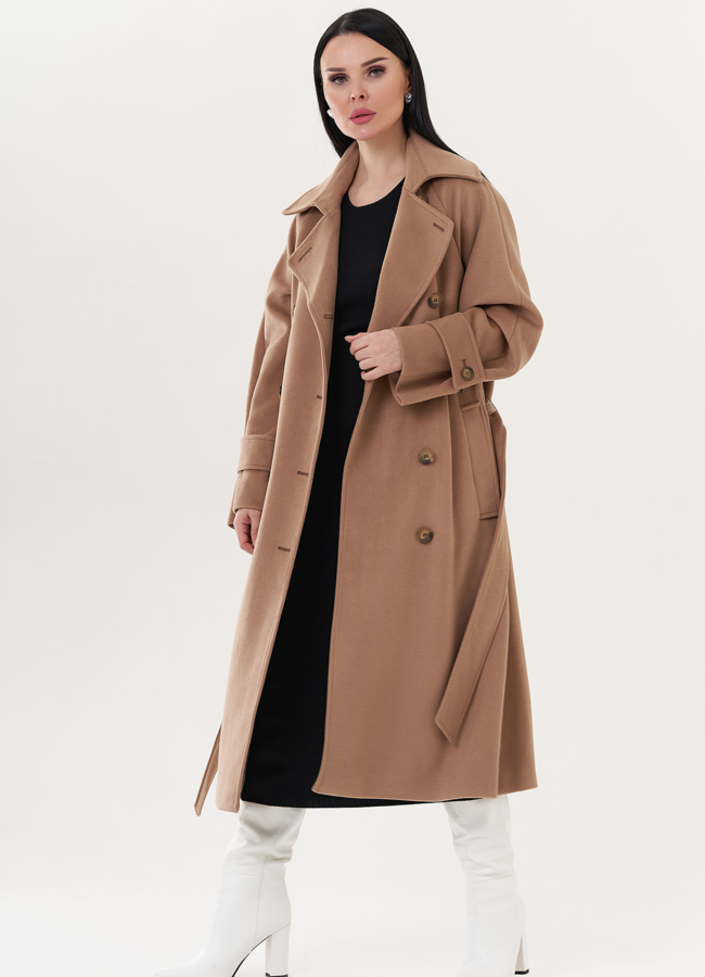 Женское пальто в цвете кэмел модель № 26423 универмаг малина