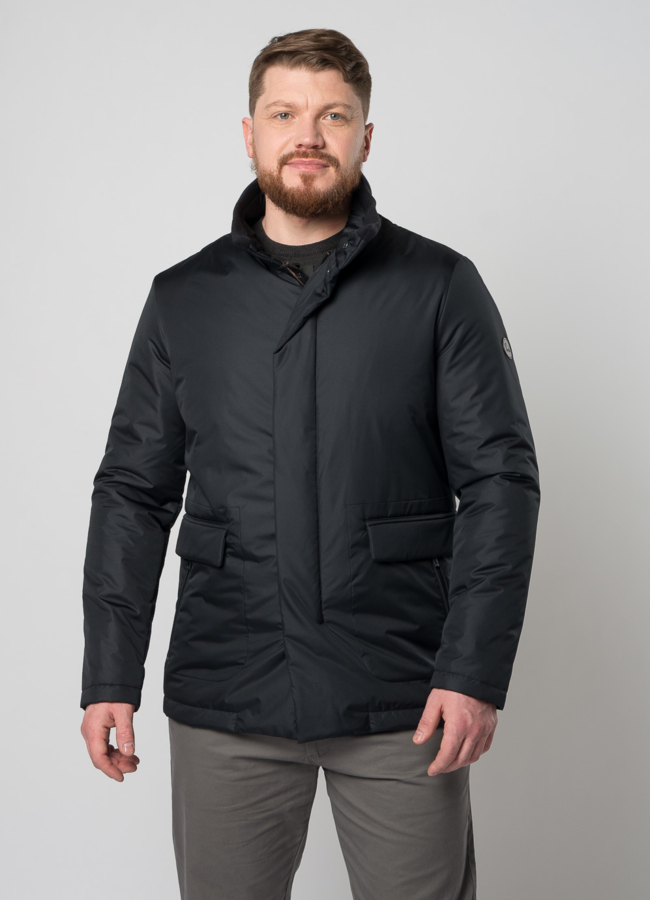 Мужская утепленная куртка синего цвета модель № GRADO меха малина