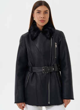 Эко дубленка с английским воротником