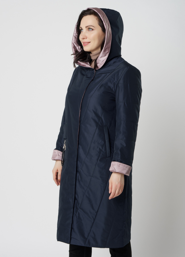 Пальто женское демисезонное синего цвета модель № 2021 универмаг малина