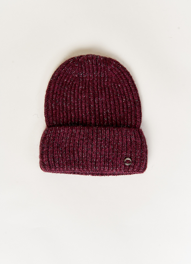 Шапка бордового цвета модель № 10898 в кредит