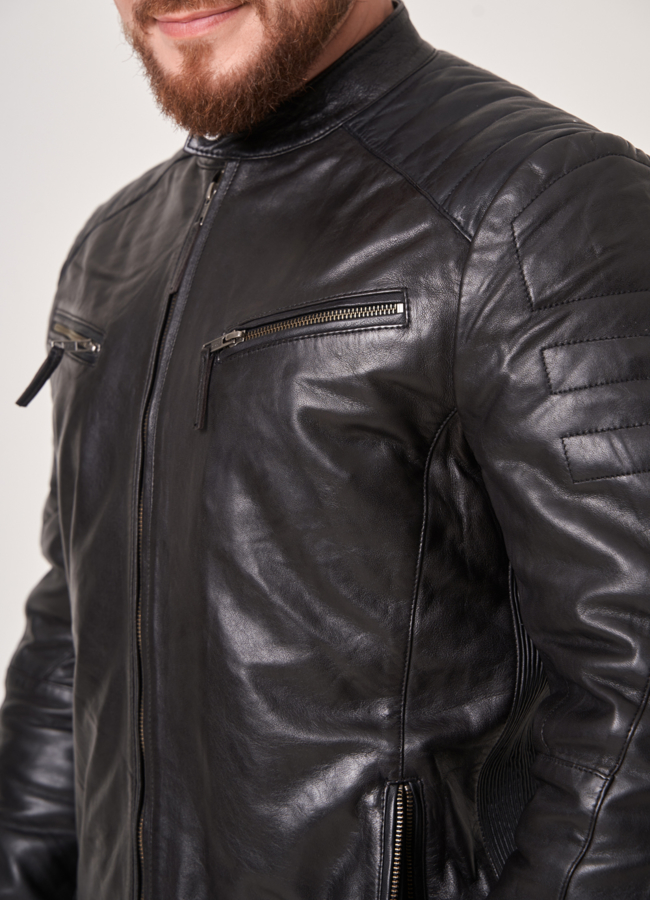 Куртка из натуральной кожи на молнии модель № 771 универмаг малина