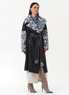 Двухстороннее пальто из эко замши с английским воротником