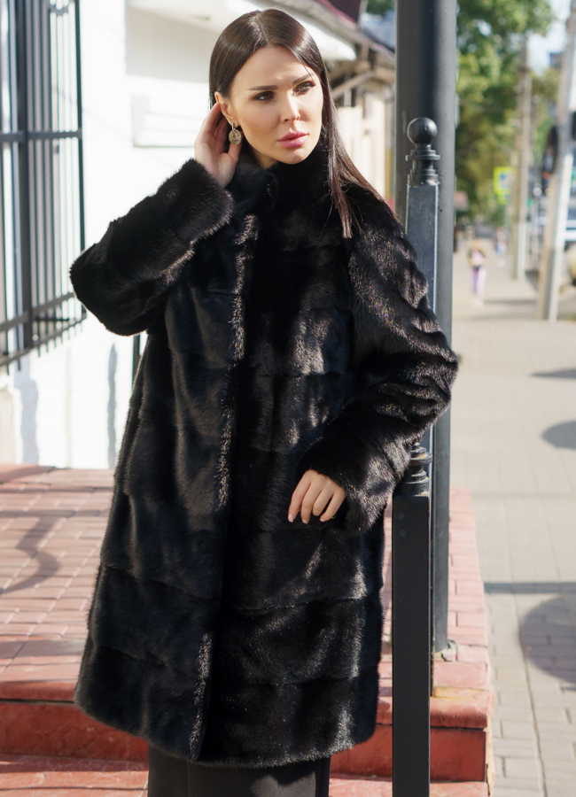 Норковая шуба со стойкой модель № 1045 универмаг малина