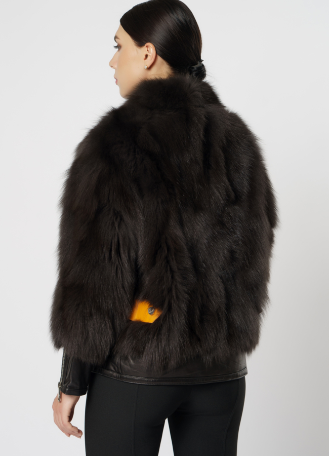 Куртка женская из натуральной кожи с отделкой из песца модель № 20909 в рассрочку