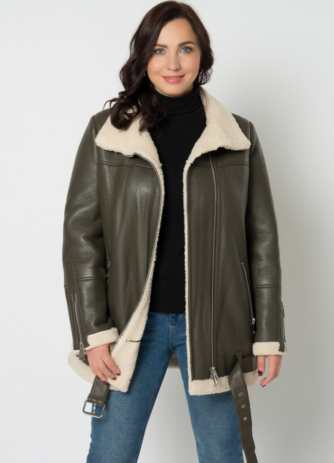 Дубленка пилот из эко кожи модель № 18999 универмаг малина