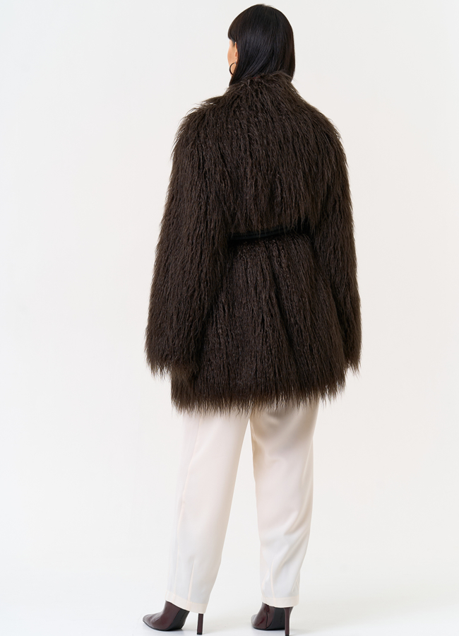Женская шуба из эко меха коричневого цвета модель № 31530 в рассрочку Женская шуба из эко меха коричневого цвета модель № 31530 в рассрочку