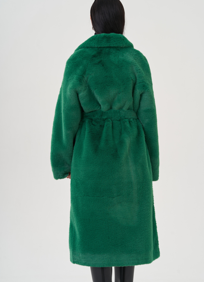 Пальто с анималистичным принтом из эко меха модель № 24916 универмаг малина