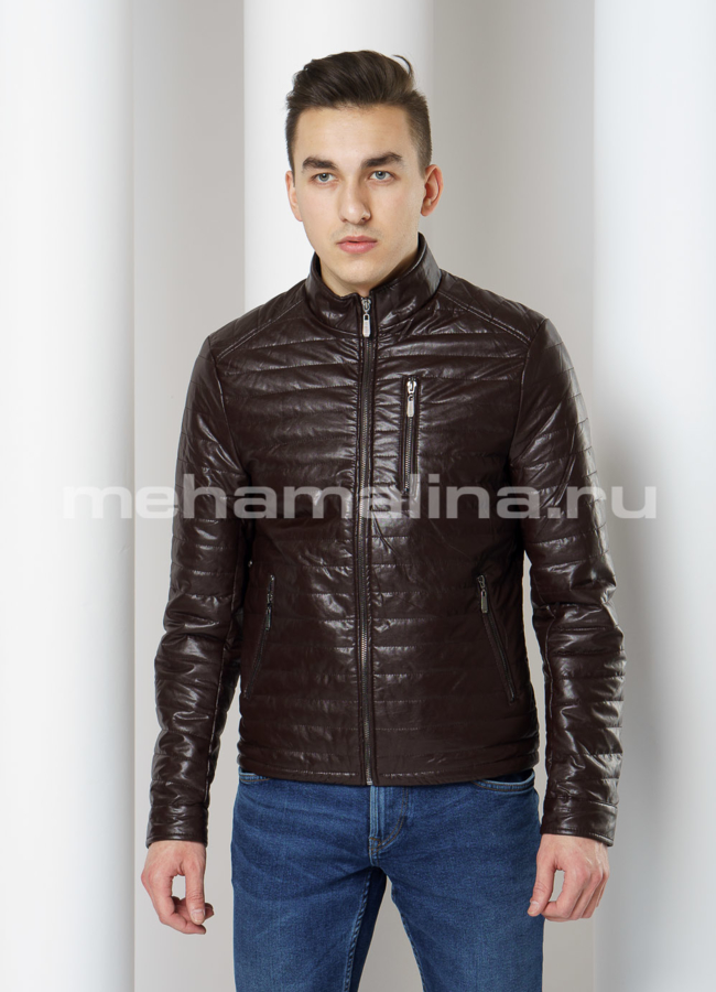 Куртка из эко кожи на молнии со стойкой модель № 607 универмаг малина