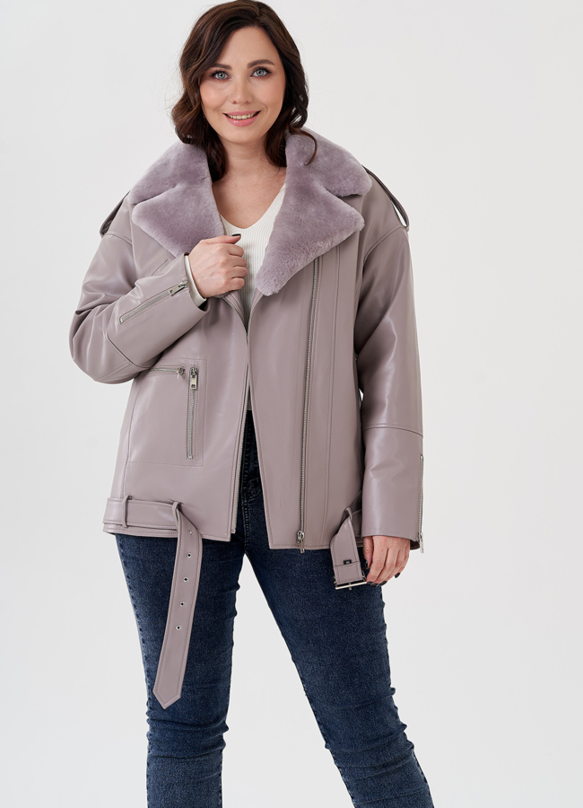 фото Куртка из эко кожи на утеплителе с натуральным мехом модель № 24214 фото Куртка из эко кожи на утеплителе с натуральным мехом модель № 24214