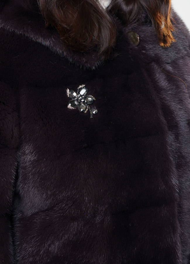 Поперечная шуба из скандинавской норки модель № S-900 в рассрочку