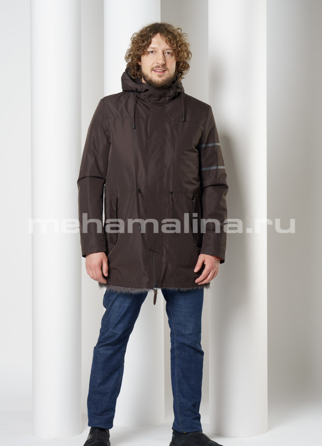 Удлиненная мужская куртка на молнии модель № DM-136 универмаг малина