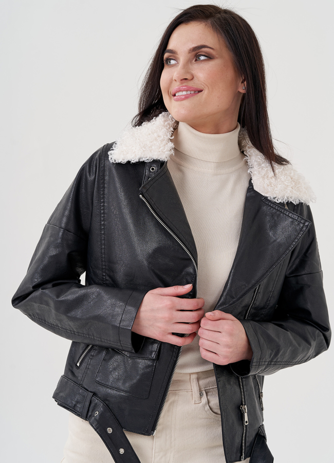 Куртка косуха демисезонная из эко кожи на утеплителе модель № 23997 универмаг малина