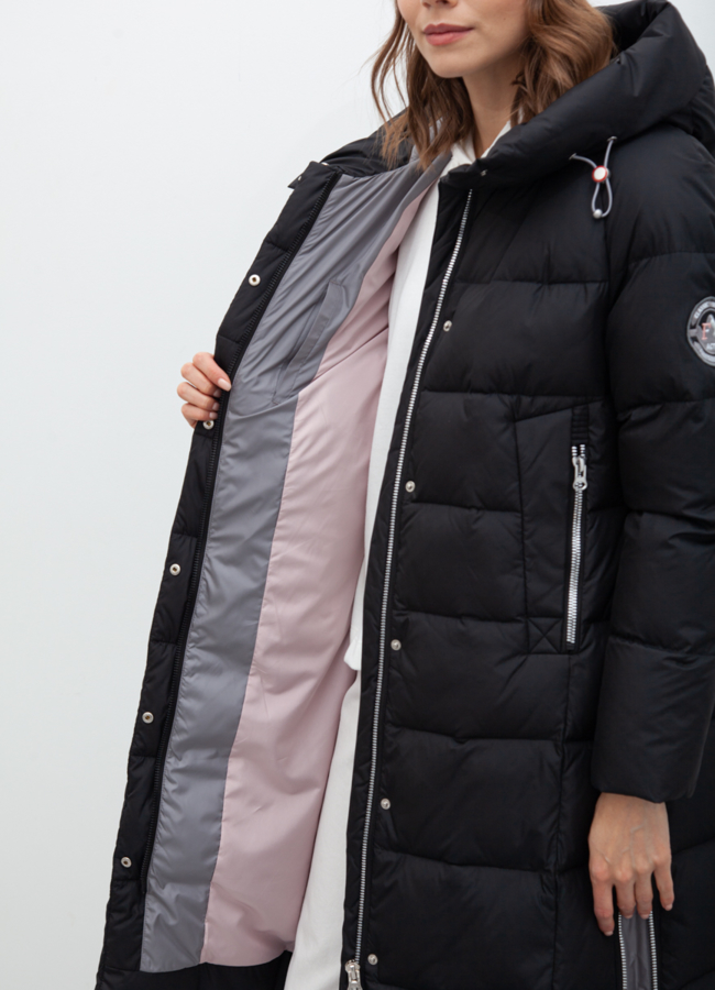 Пуховик женский черного цвета модель № 21029 универмаг малина