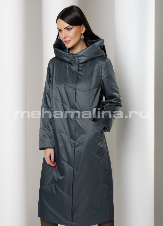 Пальто из полиэстера с капюшоном на молнии модель № 298 универмаг малина
