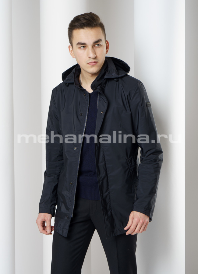 Удлиненная куртка на молнии со съемным капюшоном  модель № 5322 в кредит