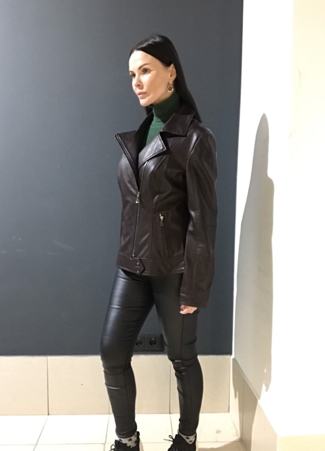 Куртка из эко кожи приталенная модель № 7991 в кредит