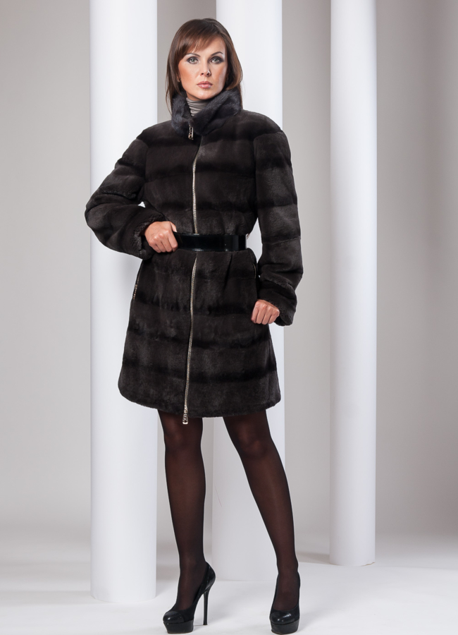 Шуба Rex графит модель № S-54 меха малина Шуба Rex графит модель № S-54 меха малина