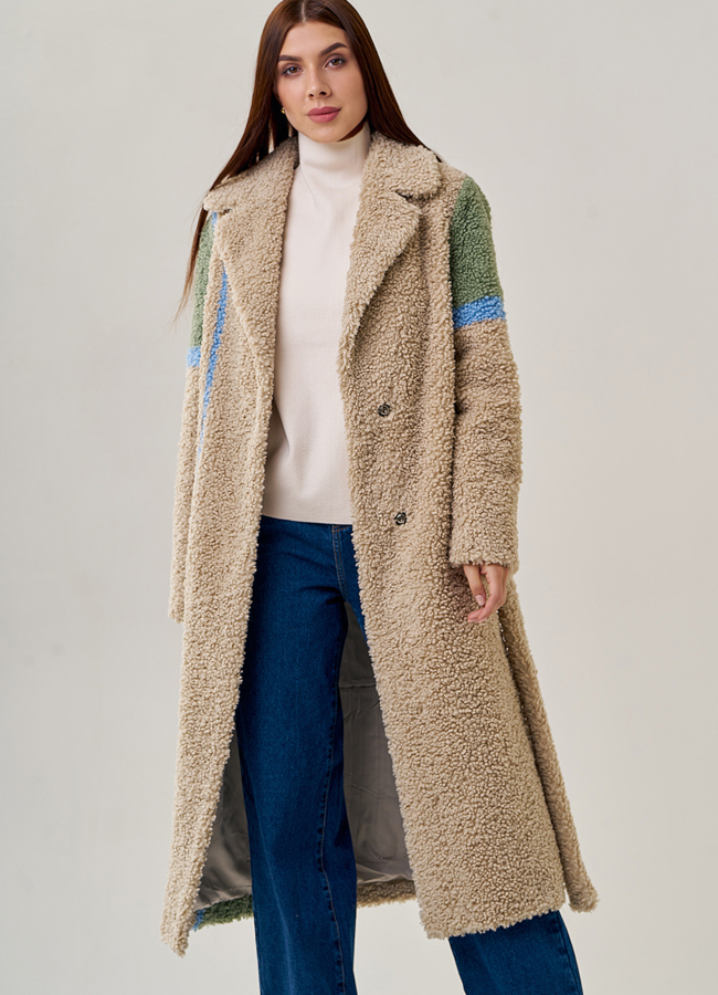 Удлиненное женское пальто из искусственного меха модель № 23237 универмаг малина