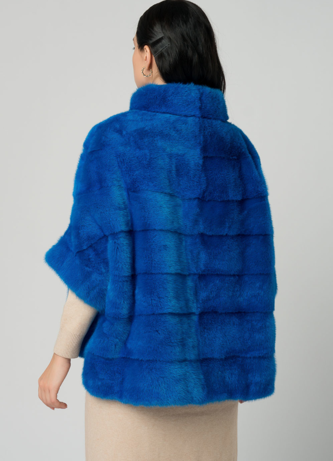 Короткая шуба на молнии синего цвета модель № 21912 универмаг малина