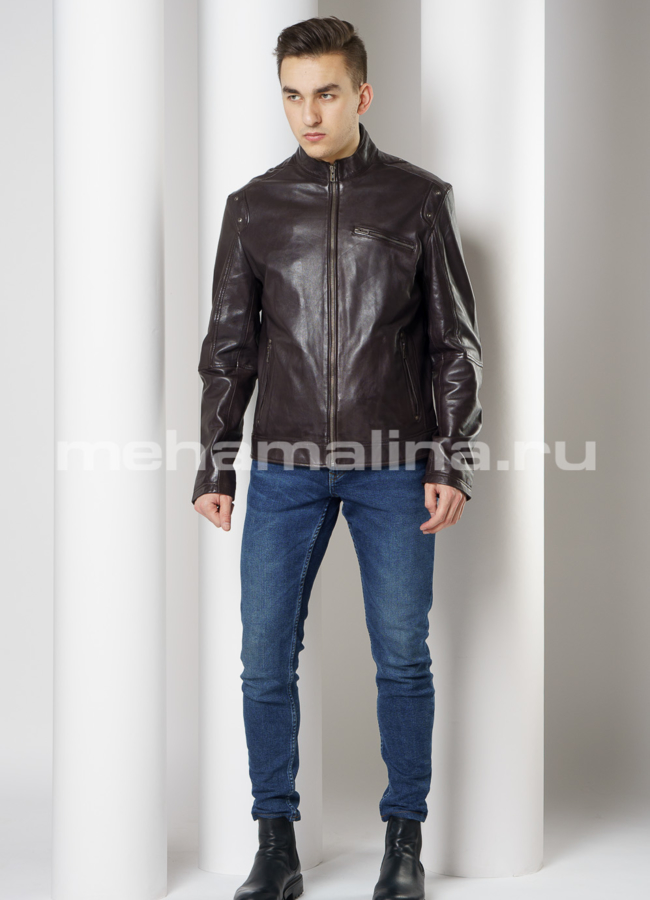 фото Куртка из натуральной кожи на молнии модель № 515