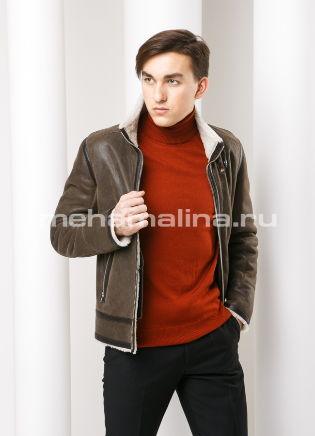 Дубленка модель № DM-113 меха малина