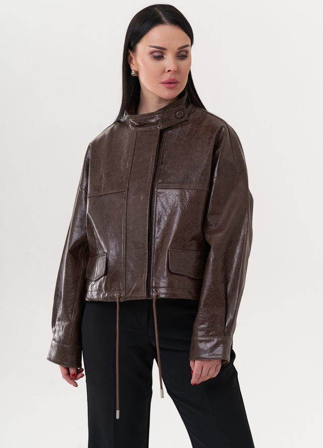 Кожаная куртка оверсайз модель № 26891 в кредит