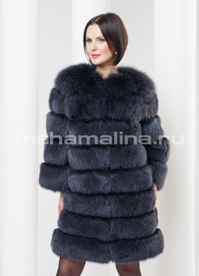 Шуба из песца модель № S-321 меха малина
