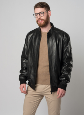 Мужская кожаная куртка на молнии