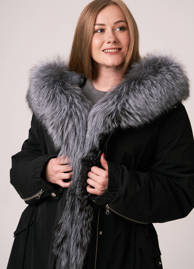 фото Меховая парка с отделкой из чернобурки модель № 3936