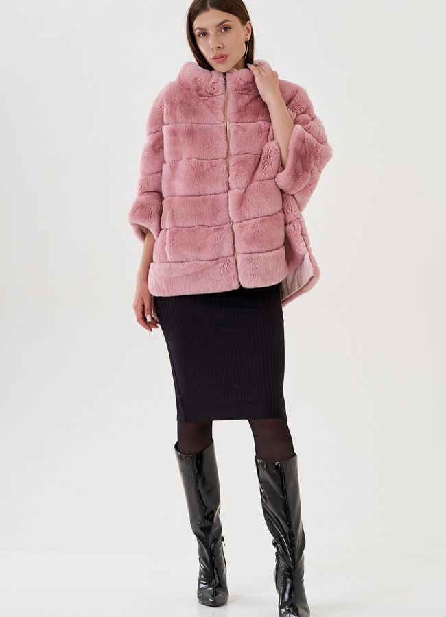 фото Свитер из меха кролика в розовом цвете модель № 81408