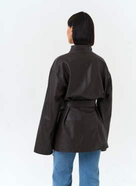 Женский жакет кимоно из натуральной кожи