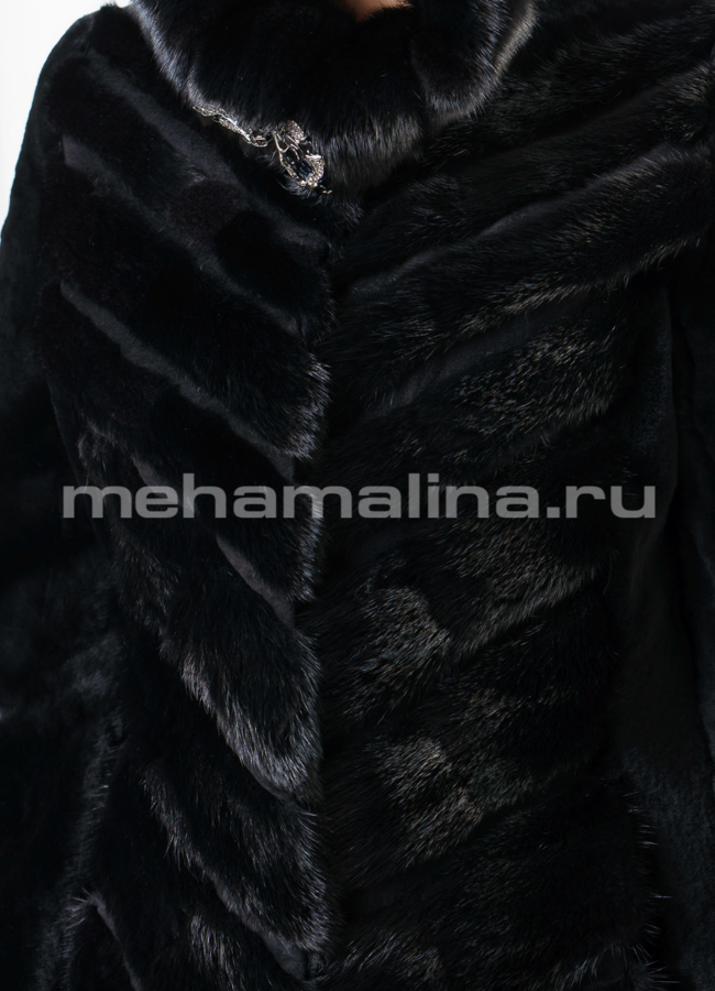 Шуба черного цвета модель № S-559/1 универмаг малина