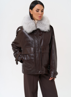 Короткий пуховик из натуральной кожи Короткий пуховик из натуральной кожи