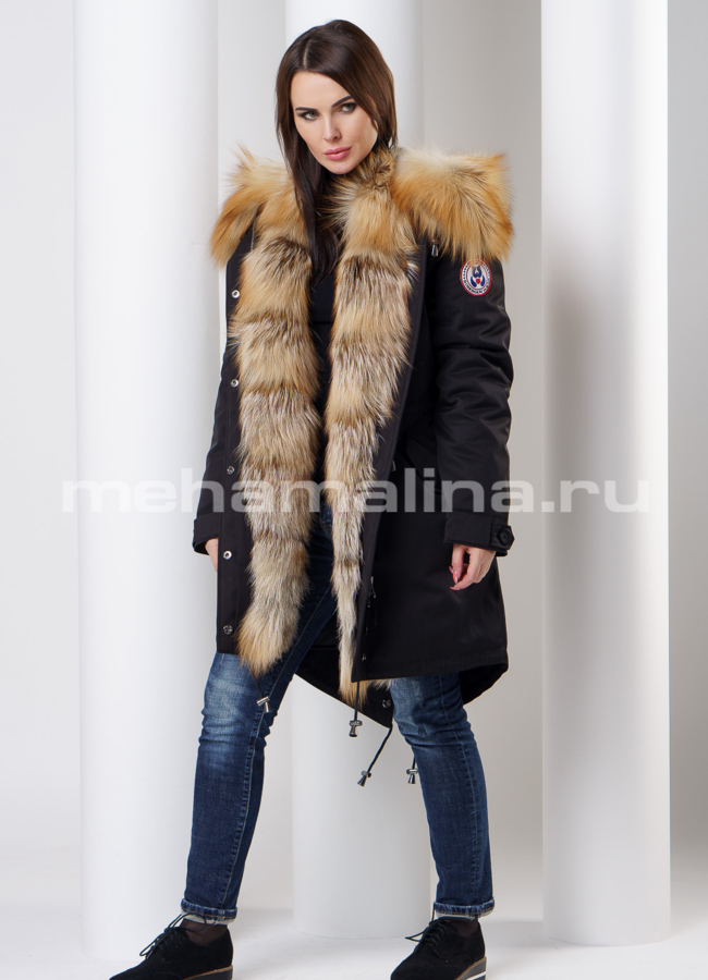 Парка с мехом лисы модель № П-160 универмаг малина