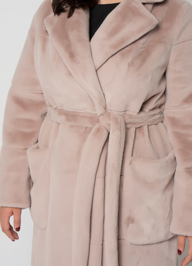 Пальто из эко меха с английским воротником модель № 21330 универмаг малина