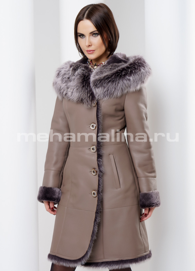 фото Дубленка на пуговицах модель № D-156