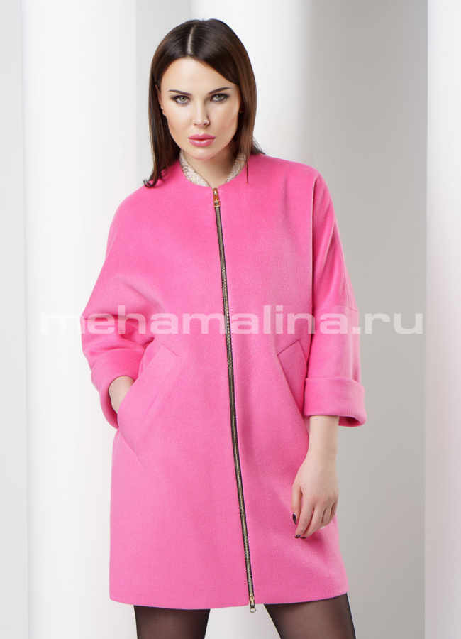 Пальто модель № BP-137 меха малина
