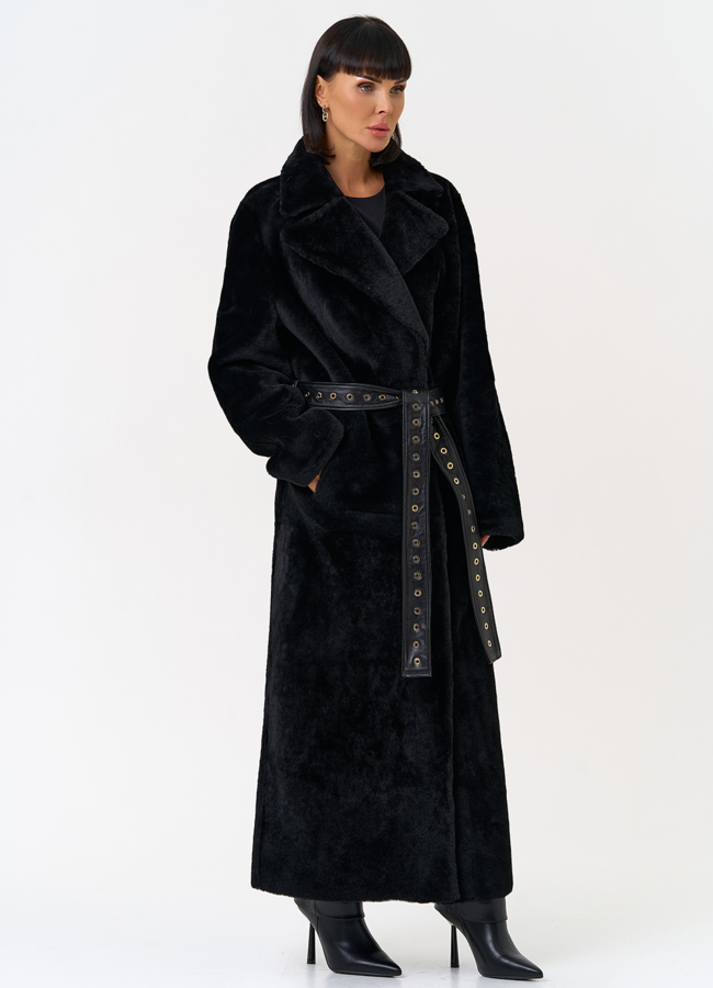 Женская натуральная дубленка с двойным поясом модель № 31612 универмаг малина Женская натуральная дубленка с двойным поясом модель № 31612 универмаг малина