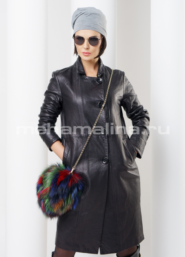 Кожаный плащ модель № K-315 универмаг малина