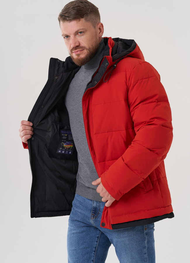 Мужской пуховик с капюшоном  модель № 81489 универмаг малина