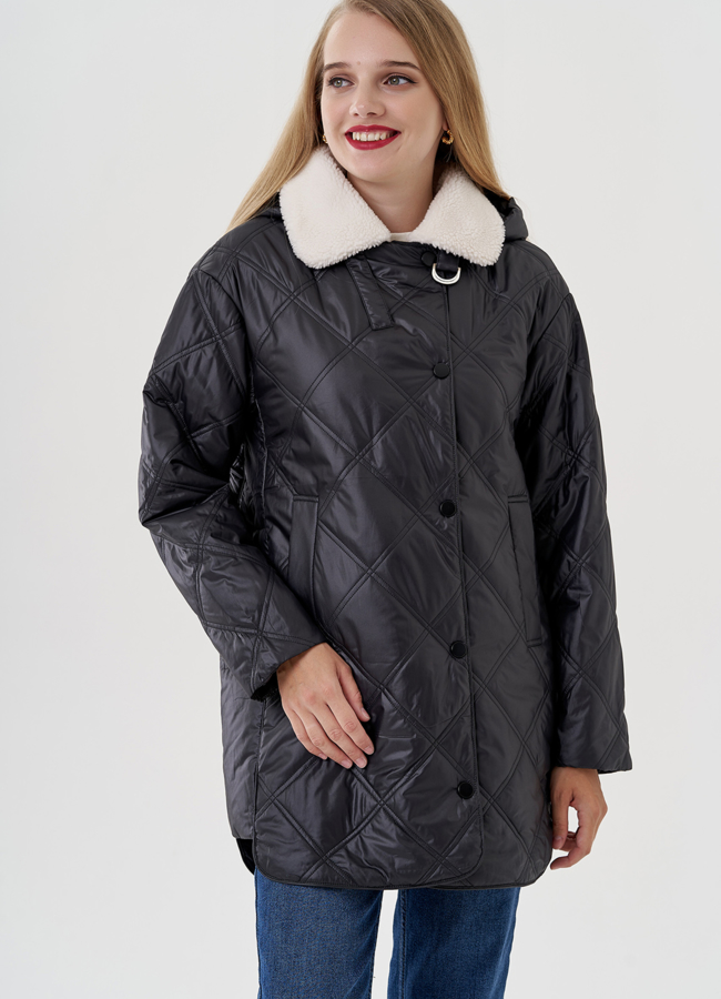 Женское пальто в черном цвете модель № 81216 в кредит