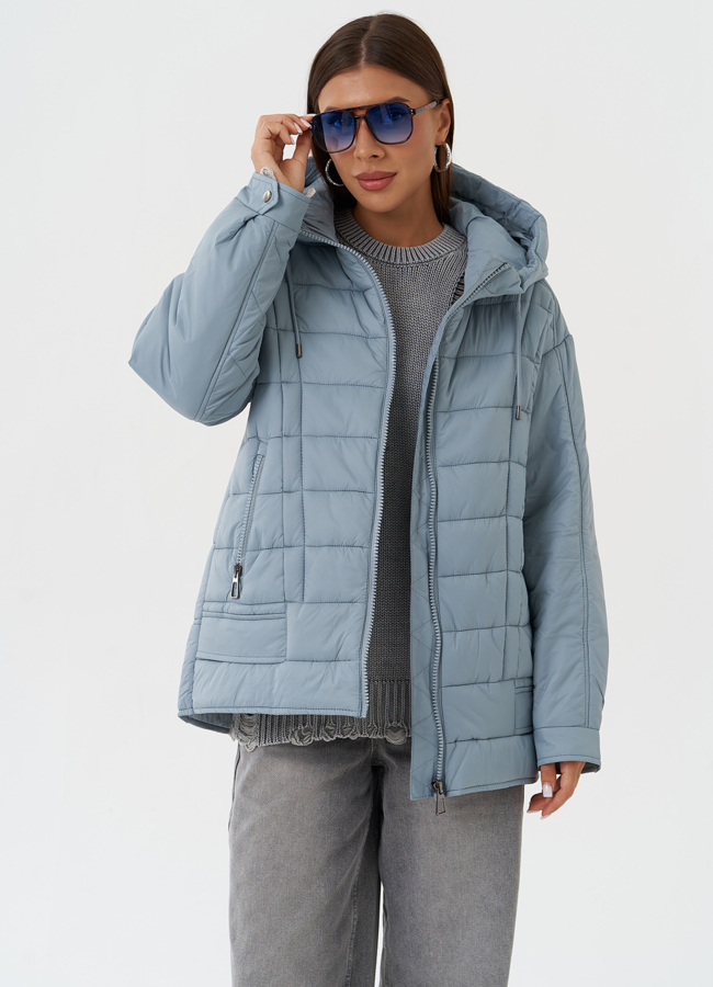 Куртка на био пухе с капюшоном модель № 28284 меха малина