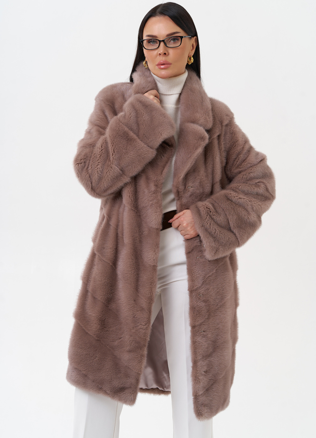 Шуба из норки с английским воротником модель № 28931 универмаг малина