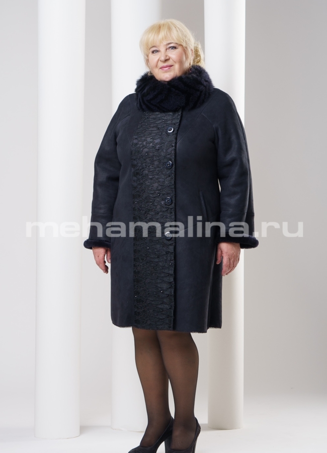 Дубленка женская, отделка кружево модель № D-134 в кредит